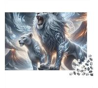 Mythical White Lion 1000 Piece Extra-Thick Cardboard DIY Jigsaw for Family Lovers, Fun Challenging Game, Beautiful Wall Decoration, for All 52x38cm/1000pcs