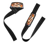 Mythical White Red Fire Chinese Dragon Ocean Lightning Art Lifting Wrist Strap 26" Power Workouts Working Out Gym Accessories for Weightlifting, Deadlifting, Exercise, Strength Training