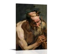 Mythological Flute Player Art Jacob Jordaens Baroque Old Satyr Holding A Flute Wall Decor Print Cool Artworks Painting Wall Art Canvas Prints Hanging Picture Home Decors Gift Idea Frame 16x24inch