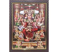 Mythology Centre Sri Lalitha Tripura Sundari Devi Photo with Wooden Frame (Brown, 32 x 23 cm),Wall Mount