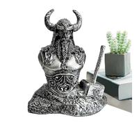 Mythology Statues, God Figurines - Norse Mythology Thunder God Statue with Hammer, Resin Figure | Scandinavian Decor, 5.7 Inch Table Ornaments