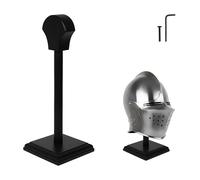 Mythorjan Helmet Stand Wooden Helmet Holder Table Top Display Décor Stand for Spartan, Templar, Motorcycle, Caps, Hat Decorative Desktop Hanger Rack Vintage Home Décor Gift, Black - Small 14 Inches