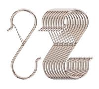 Mythosurge 10 Pack S Hooks for Hanging Black S Hooks Heavy Duty Metal Hooks with Safety Buckle Design for Pan Utensil Closet Rod Outdoor Lights Kitchenware Bathroom Garden Office Plant Silver
