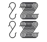 Mythosurge 20 Pack S Hooks for Hanging Black S Hooks Heavy Duty Metal Hooks with Safety Buckle Design for Pan Utensil Closet Rod Outdoor Lights Kitchenware Bathroom Garden Office Plant Black