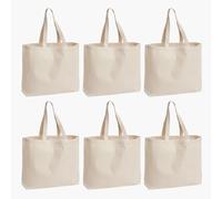 Mythosurge 6 Pack Canvas Tote Bags, 16.5"x12.6" Tote Bags Multi-Purpose Reusable Blank Canvas Bags Use For Grocery Bags,Shopping Bags,DIY Gift Bags