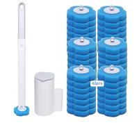 Mythosurge Disposable Toilet Brush, 42 Refills, Blue, Plastic Handle & Sponge Heads, Bathroom Cleaning Set