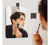 Mythosurge Shower Mirror with 2 Adhesive Hook, Shatterproof Anti-Fog Shaving Mirror for Travel, Fogless for Shaving & Makeup