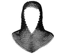 Mythrojan Chainmail Coif Medieval Knight Renaissance Armor Chain Mail Hood Viking LARP 10mm 16Gauge Viking Knight Warrior Armour Costume Replica - Black, Large