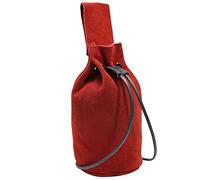 Mythrojan Drawstring Pouch Medieval Suede Leather Belt Bag LARP Coin Pouch Renaissance Cosplay Costume Accessories Jewelry Coin Purse for LARP, SCA, Stage Costume Accessory - Red, 8"" x 6.5"""