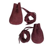 Mythrojan Drawstring Suede Leather Pouches, Native American Style Handmade Mini Pouches for Storing Dice, Coin, Medicine, Jewelry - Large 3" x 4", Small 2.5" x 3.5", Wine Red - Pack of 2