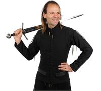 Mythrojan Late Medieval Padded Arming Doublet Gambeson with Brass Aiglets, Ideal for Knightly Medieval Reenactment LARP, Black, XXL