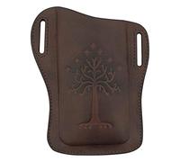 Mythrojan Leather Phone Belt Holder Pouch, Universal Leather Phone Case with Belt Loops, Medieval Tree of Gondor Embossed Cell Phone Holster Case for Men Women - Medium, 6.2” x 5.3”
