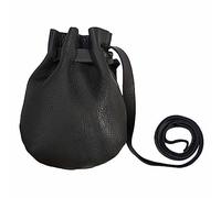 Mythrojan Leather Pouch Drawstring Storage Bag Medieval Belt Bag Renaissance Costume Accessories LARP Waist Bag Cosplay Coin Purse Antique Vintage Pouch - Black