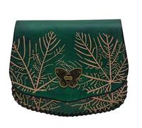 Mythrojan Leather Pouch Medieval Belt Bag Renaissance Pouch Viking Forest Grace Decorative Leather Bag for LARP, Cosplay, Elvish Costume, Dark Elf Outfit, Reenactments - Dark Green