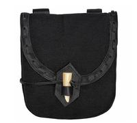 Mythrojan Medieval Belt Pouch Retro Renaissance Canvas Waist Bag Cosplay Coin Purse Dice Bag for Renfair LARP - Black, 8" x 7"
