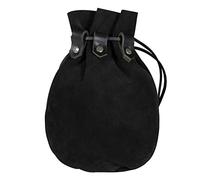 Mythrojan Medieval Drawstring Belt Bag, Ideal for SCA LARP Reenactment & Ren Fair, Ebony, 9.5" x 7.5", Drawstring Bag