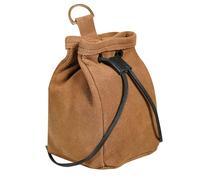 Mythrojan Medieval Drawstring Belt Pouch Medeival Suede Leather Bag Renaissance Waist Purse LARP Cosplay Costume Accessories Jewelry Coin Pouch - Brown, 6.5” x 4.5”