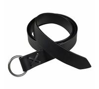 Mythrojan Medieval Genuine Leather Belt Renaissance Rivets Belt Retro Viking O Ring Belt for Medieval Festivals, LARP, Renaissance, Ren Faire, Costume Parties - Black, 60 Inches