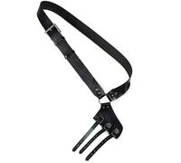Mythrojan Medieval Leather Baldric Shoulder Belt, Handcrafted Renaissance Baldric Belt Holster for Long Swords, Medieval Adjustable for LARP Pirate Cosplay Costume for Left Hand - Black