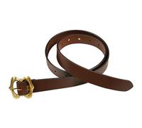 Mythrojan Medieval Leather Belt Viking Waist Belt with Brass Buckle for Medieval Events, LARP, Renaissance, Ren Faire, Halloween Parties - Brown, 50 Inches