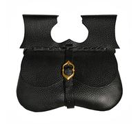 Mythrojan Medieval Leather Pouch Vintage Renaissance Retro Belt Pouch Viking Style Coin Purse Bag with 100% Genuine Leather for LARP, Cosplay, Reenactment, Medieval Events - Black