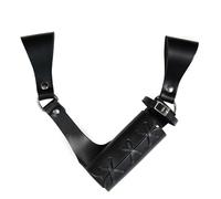 Mythrojan Medieval Leather Sword Holster, Handcrafted Adjustable Left Handed Sword Frog for Universal Rapier, Broadsword, Cutlass, Viking Renaissance Cosplay Costume Accessory - Black, 10"x10"