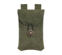 Mythrojan Medieval Renaissance Suede Jewelry Belt Pouch LARP Costume Waist Bag for Historical Reenactment, Cosplay, Stage Props -Dark Green