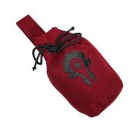 Mythrojan Medieval Woolen Belt Pouch Warcraft For the Horde Drawstring Portable Pouch Embroidered Coin Purse Costume Waist Bag for Cosplay, LARP - Maroon