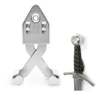 Mythrojan Metal Single Sword Wall Mount Vertical Sword Mount Display Wall Hanger Adjustable Multifunctional Mount Wall Decor Rack for Axe, Knives (Silver, 3")