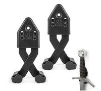 Mythrojan Metal Single Sword Wall Mount Vertical Sword Mount Display Wall Hanger Adjustable Multifunctional Mount Wall Décor Rack for Axe, Knife - Black, Pack of 2