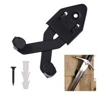 Mythrojan Metal Single Sword Wall Mount Vertical Sword Mount Display Wall Hanger Adjustable Multifunctional Mount Wall Decor Rack for Axe, Knives (Black, 3")