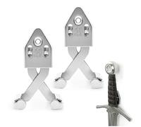 Mythrojan Metal Single Sword Wall Mounts Vertical Sword Mount Display Wall Hanger Adjustable Multifunctional Mount Wall Décor Rack for Axe, Knives - Silver, Packs of 2