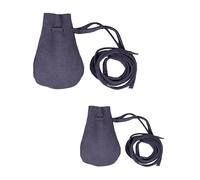 Mythrojan Pack of 2 Small Trinket Pouches Suede Leather Drawstring Coin & Dice Bags for LARP, SCA, Viking & Medieval Events, Color : Dark Blue