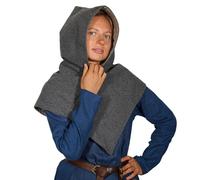 Mythrojan Skjoldehamn Linen Viking Hood : 100% Scandinavian Baltic Linen, Ideal for Reenactment, LARP, SCA, and Movie Prop, Grey, Medium