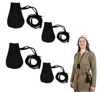 Mythrojan Small Trinket Pouches Suede Leather Drawstring Coin & Dice Bags for LARP, SCA, Viking & Medieval Events, Black, Large : 3" X 4" Small : 2.5" X3.5"