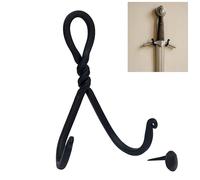 Mythrojan Steel Sword Wall Mount, Single Hook, Heavy Duty, Black, 10 Pound Capacity, Medieval, Vintage, Antique, Christmas, Adventure, Viking Theme