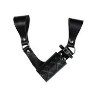 "Mythrojan Sword Frog Holster Medieval Handcrafted Genuine Leather Sword Holder, Renaissance Cosplay Costume Accessory for Role Playing, Theater Props, Viking Events, Left Handed - Black 8""x8"""