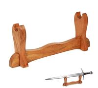 Mythrojan Sword Holder Solid Wood Medieval Sword Stand Gladiator Sword Wall Display Sword Wall Mount Samurai Katana Crusader Knife Rack for Display - One Tier Stand