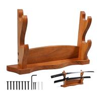 Mythrojan Sword Holder Solid Wood Medieval Sword Wall Mount Samurai Sword Display Stand Katana Sword Holder Gladiator Sword Wall Display Crusader Sword Knife Stand for Display - Two Tier Stand