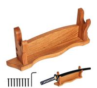 Mythrojan Sword Holder Solid Wood Sword Wall Mount Samurai Sword Display Stand Katana Sword Holder Gladiator Sword Wall Display Crusader Sword Knife Stand for Display - One Tier Stand