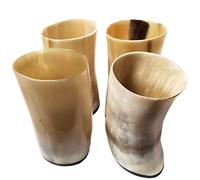Mythrojan Viking Drinking Horn Glass, Norse Medieval Short Glass in Set of 4