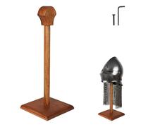 Mythrojan Wooden Helmet Stand Solid Medieval Roman Viking Helmet Display Stand Mask Display Templar Spartan Cosplay LARP Knight Stand Vintage Home Décor Gift, Natural - 21 Inches