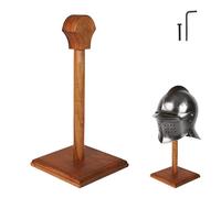 Mythrojan Wooden Helmet Stand Solid Medieval Roman Viking Helmet Display Stand Mask Display Templar Spartan Cosplay LARP Knight Stand Vintage Home Décor Gift, Natural - 16 Inches