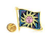 Myths Lgends Mexicon Culture Element Engraving Golden Metal Flag Lapel Pin Badge