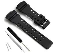 MyTime Natural Resin Replacement Watch Band Strap for Casio Mens G-Shock GD120/GA-100/GA-110/GA-100C (Black+Black Buckle)