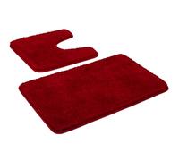 Myting Bathroom Mat Sets 2 Piece, Non Slip Washable Bath Mat, Soft Microfibre Bathroom Rug and Toilet Mat 50x80+50x50 cm, Red