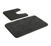 Myting Bathroom Mat Sets 2 Piece, Non Slip Washable Grey Bath Mat, Soft Microfibre Bathroom Rug and Toilet Mat 50x80+50x50 cm