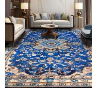 Myting Rugs for Living Room, Washable Rug Carpet Exquisite Traditional Persian - inspired Area Rug Blue Floral Pattern, Non-Slip Backing, Perfect for Bedroom, Play Area Kids Room 160x230 cm