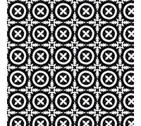 MyTinyWorld 1:12th Black And White Floral Circle Design Tile Sheet With Grey Grout