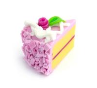MyTinyWorld 2 x Dolls House Miniature Hand Made Pink Fondant Rose Cake Slices